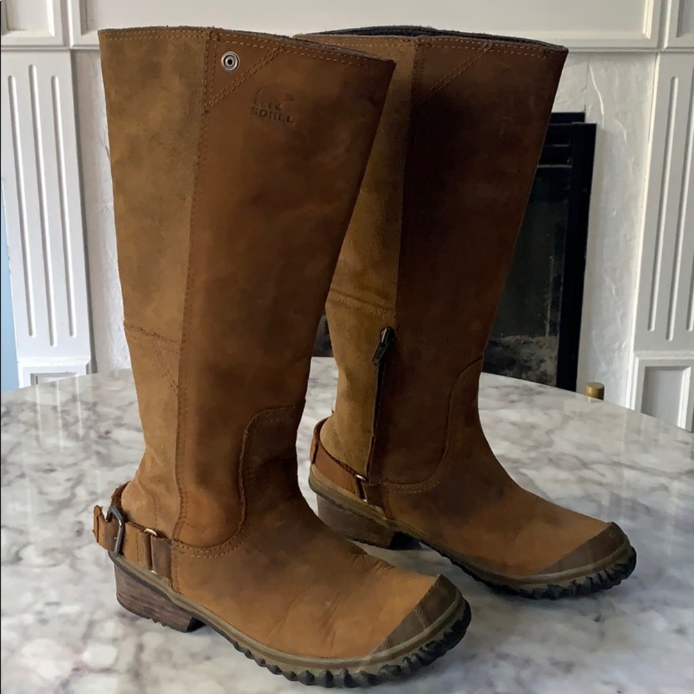 Women’s Sorel tall leather riding heeled boot 6